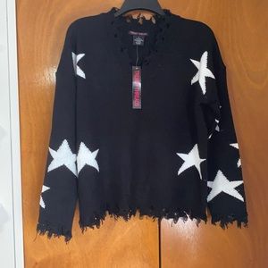 NWT star distressed sweater